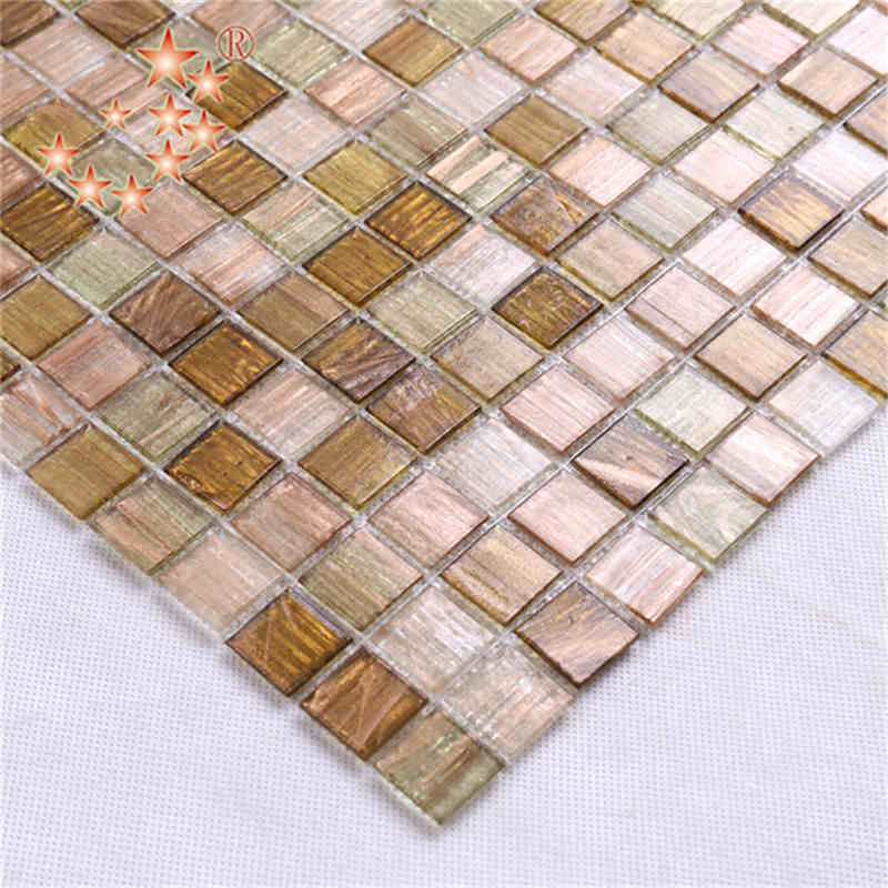 Telha de vidro original iridescente da cozinha Backsplash do mosaico do ouro de Rosa do luxo