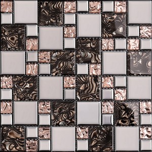 Top class galvanizado vidro mix âmbar mosaico para backsplash decoração