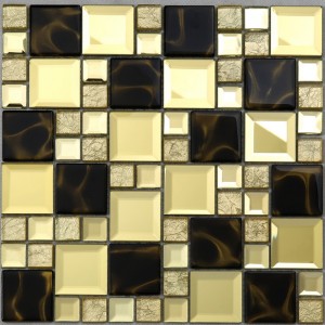 Telha de vidro chanfrada do mosaico do espelho do ouro brilhante da decoração da parede do material de construção