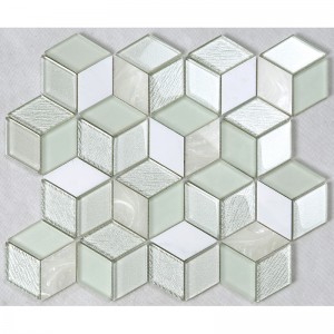Telha da parede da decoração da bancada de Backsplash da cozinha do mosaico do vidro do hexágono do cristal do hexágono do efeito 3D