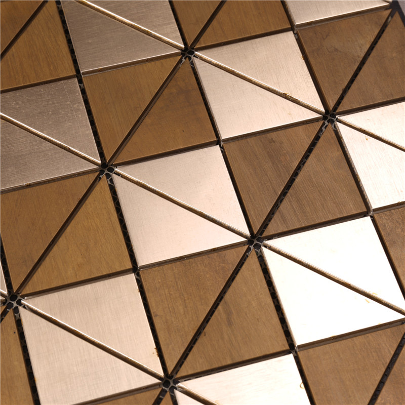 Telha de mosaico geométrica da cor do ouro do champanhe da decoração HSW18118