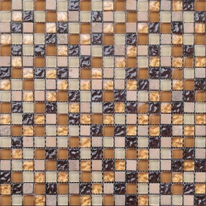 Telha decorativa da parede do banheiro da associação do mosaico da pedra da mistura do vidro de cristal de KS28 Luminous Premium